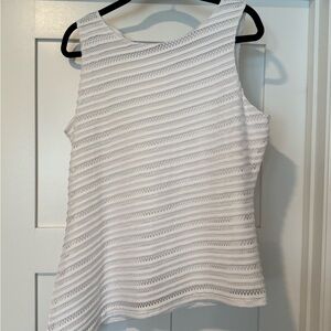 White House Black Market Textured White Tank Top